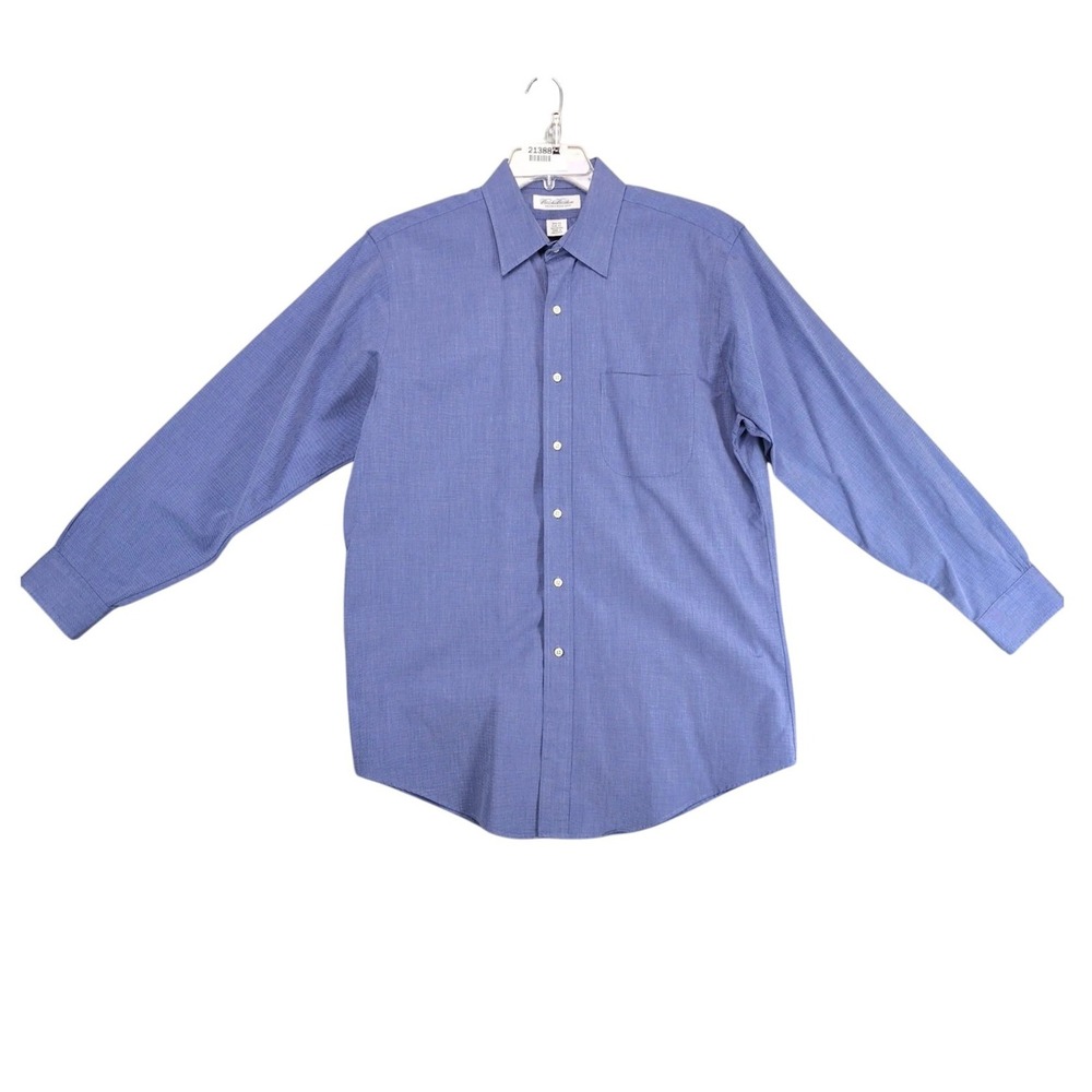Brooks Brothers Blue Dress Shirt Mens 16.5 Slim Fit 100% Cotton Pocket Preppy